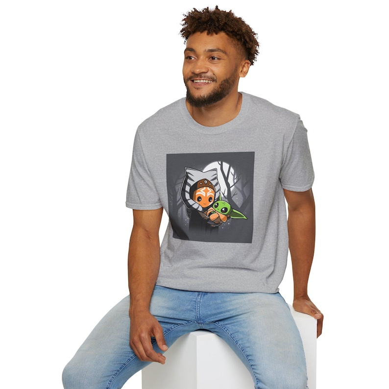 Ahsoka and Grogu - Premium Fan Art Adult T-Shirt Perfect for Star Wars Fans, Gifts Idea, Geeky Apparel, Casual Wear