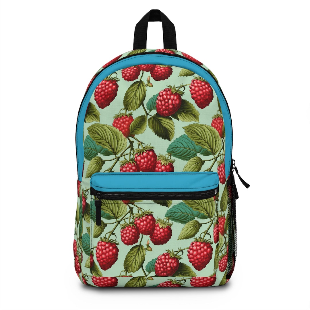 Raspberry Print Backpack: European-inspired Waterproof Polyester - Etsy