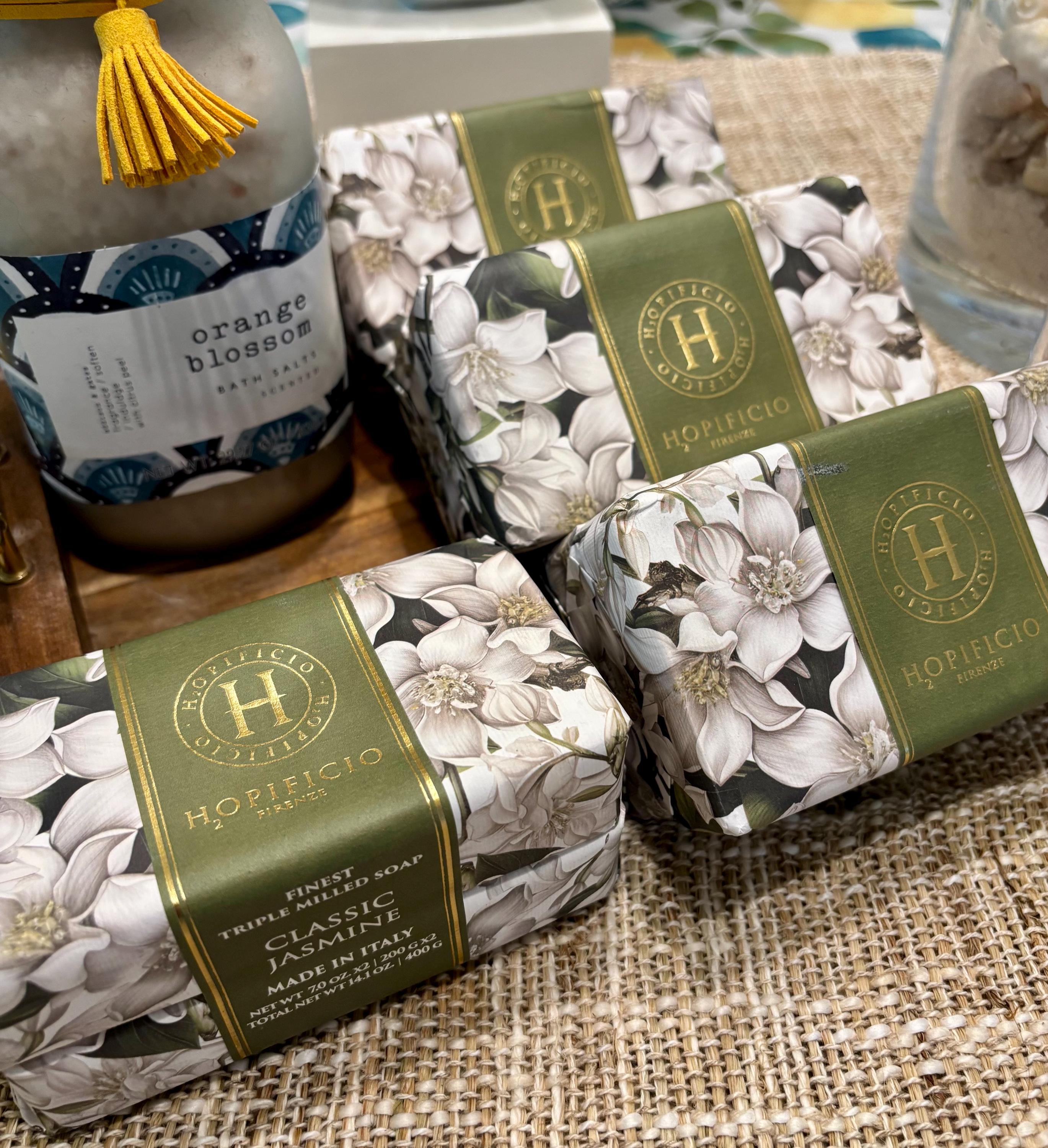 Mediterranean Style Italian Jasmine Soap, Triple-milled 2-bar Set