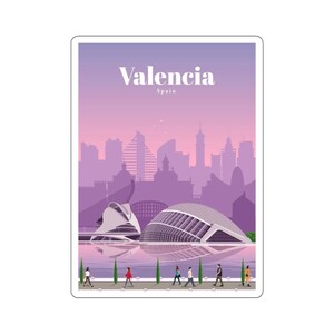 Kiss-Cut-stickers Europees stadsbeeld - duurzaam vinyl met glanzende afwerking - Valencia, Spanje