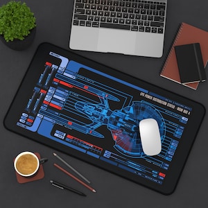 Star Trek Desk Mat - Premium Neoprene with Anti Slip Backing and Hemmed Edges - USS Enterprise Dashboard