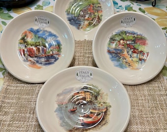 Juego de 4 cuencos de cerámica auténtica italiana de Amalfi, Capri, Portofino o Sorento de 23 cm (9 pulgadas) para pasta o ensalada - Effetti D'Arte (Effetti Home)