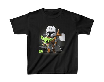 Star Wars Kids Cotton T-Shirts - Mando, Grogu & Frog