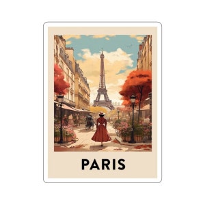 Europäische Stadtansicht Kiss-Cut-Aufkleber - strapazierfähiges Vinyl mit glänzender Oberfläche - Paris Frankreich