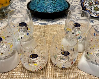 SET Nuova Cristalleria Arzanese Murano-style Wine Glass Set