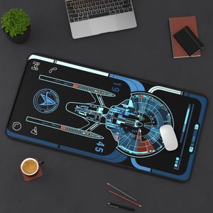 Star Trek Desk Mat - Premium Neoprene with Anti Slip Backing and Hemmed Edges - USS Enterprise 1945 Dashboard