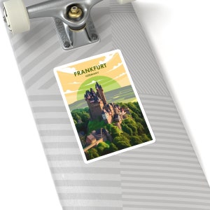 Stickers Europees stadsbeeld Kiss-Cut - duurzaam vinyl met glanzende afwerking - Frankfurt, Duitsland
