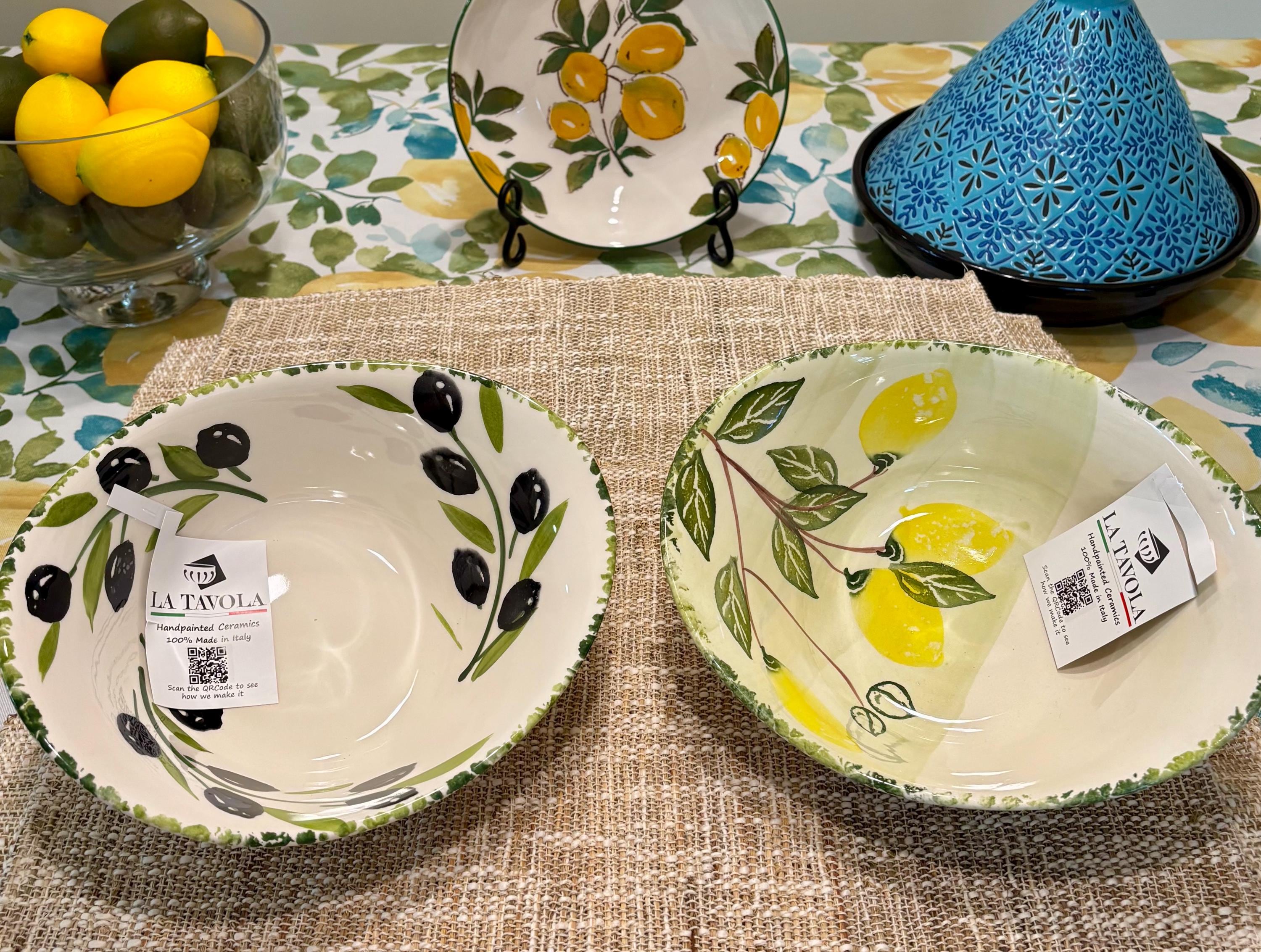 Authentic Italian Black Olives or Italian Lemons Ceramic 9.5