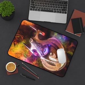 Star Trek Desk Mat - Premium Neoprene with Anti Slip Backing and Hemmed Edges - USS Enterprise