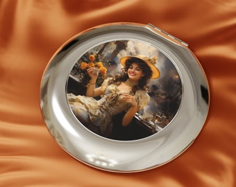 Lady at Café Compact Mirror: Travel-Friendly Makeup Gadget