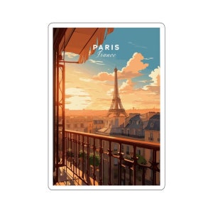 Stickers paysage urbain européen Kiss-Cut - Vinyle durable avec finition brillante - Paris France