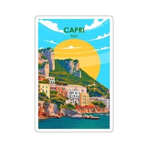 Stickers Europees stadsgezicht Kiss-Cut - duurzaam vinyl met glanzende afwerking - Capri, Italië