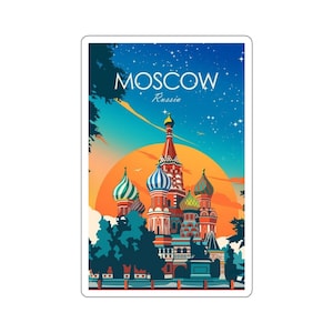Europäische Stadtansicht Kiss-Cut Aufkleber - langlebiges Vinyl mit glänzender Oberfläche - Moskau Russland
