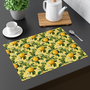 Elegant European Dinner Table Placemat - Luxurious Cotton Table Mats for Timeless Dining Décor - Italian Lemons