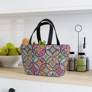 Bolsa de almuerzo de neopreno suave al tacto: bolsa aislante, elegante y reutilizable para el trabajo o la escuela, liviana, duradera y espaciosa.