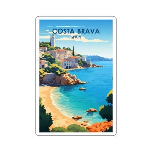 Europäische Stadtansicht Kiss-Cut Aufkleber - langlebiges Vinyl mit glänzender Oberfläche - Costa Brava Spain