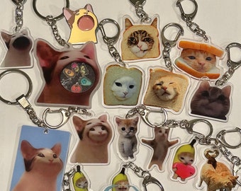 Cat meme keychain / plushie / pin 1pc