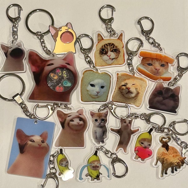 Cat meme keychain / plushie / pin 1pc