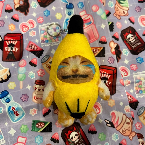 Crying banana cat plush keychain (Plays sound)