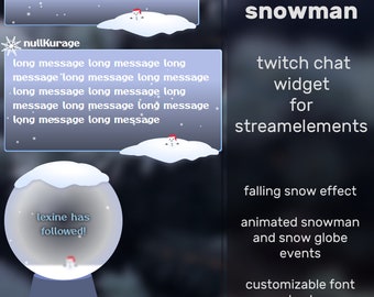 Snowy Snowman Chat Widget for StreamElements | Twitch (Customizable)