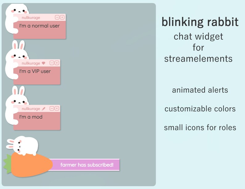 Meeting Roles Rabbit Icons Blinking Rabbit Themed Chat Widget for Streamelements | Twitch ...