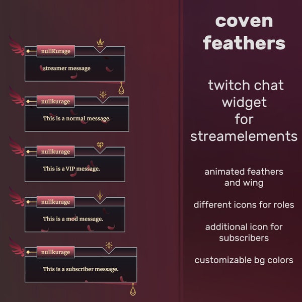 Coven Feathers Chat Widget for StreamElements | Twitch (Customizable)