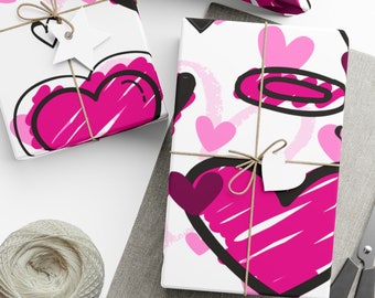 Hearts Gift Wrap Paper, Pink Hearts Design, Vibrant Colors, Mother's Day, Valentine's Day, Birthday Wrapping Paper, Fun Gift Wrap, For Her