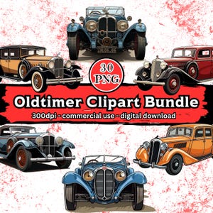 Classic Car Clipart Bundle I 30 Vintage Classic Car Clip Art I Classic Car Illustrations I Classic Car Stickers I PNG transparent I download