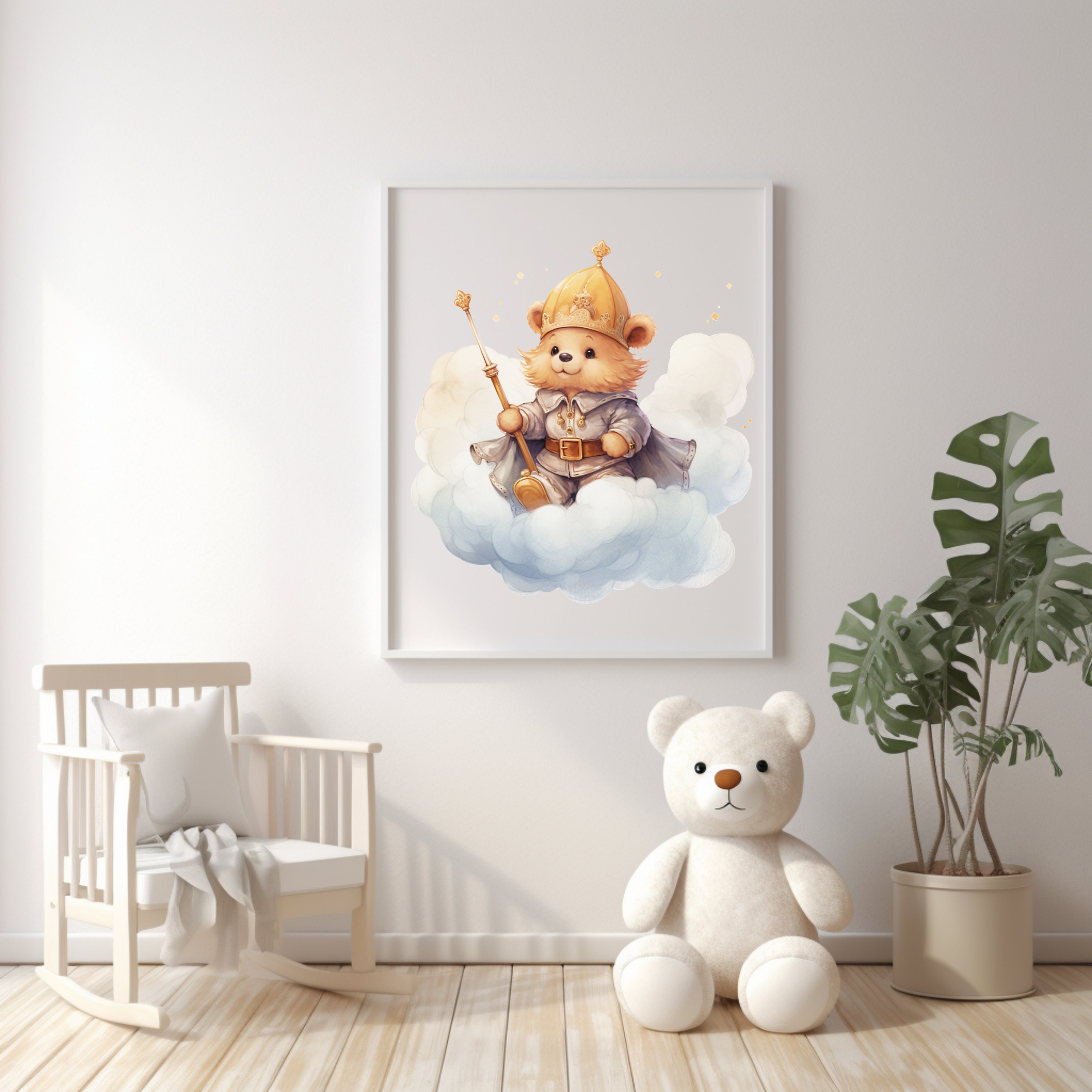 Teddy Bear on a Cloud Watercolor Clipart Bundle 15 PNGJPG Graphics,cute ...