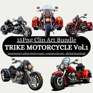 15 PNG - Trike Motorcycle Clipart Bundle Vol. 1, Set di clipart di Trike Motorcycle, Illustrazioni di Trike Bike, trasparente, download digitale, fai da te