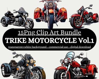 15 PNG - Trike Motorcycle Clipart Bundle Vol. 1, Trike Motorcycle Clip Art Set, Trike Bike Illustrations, transparent, digital download, DIY