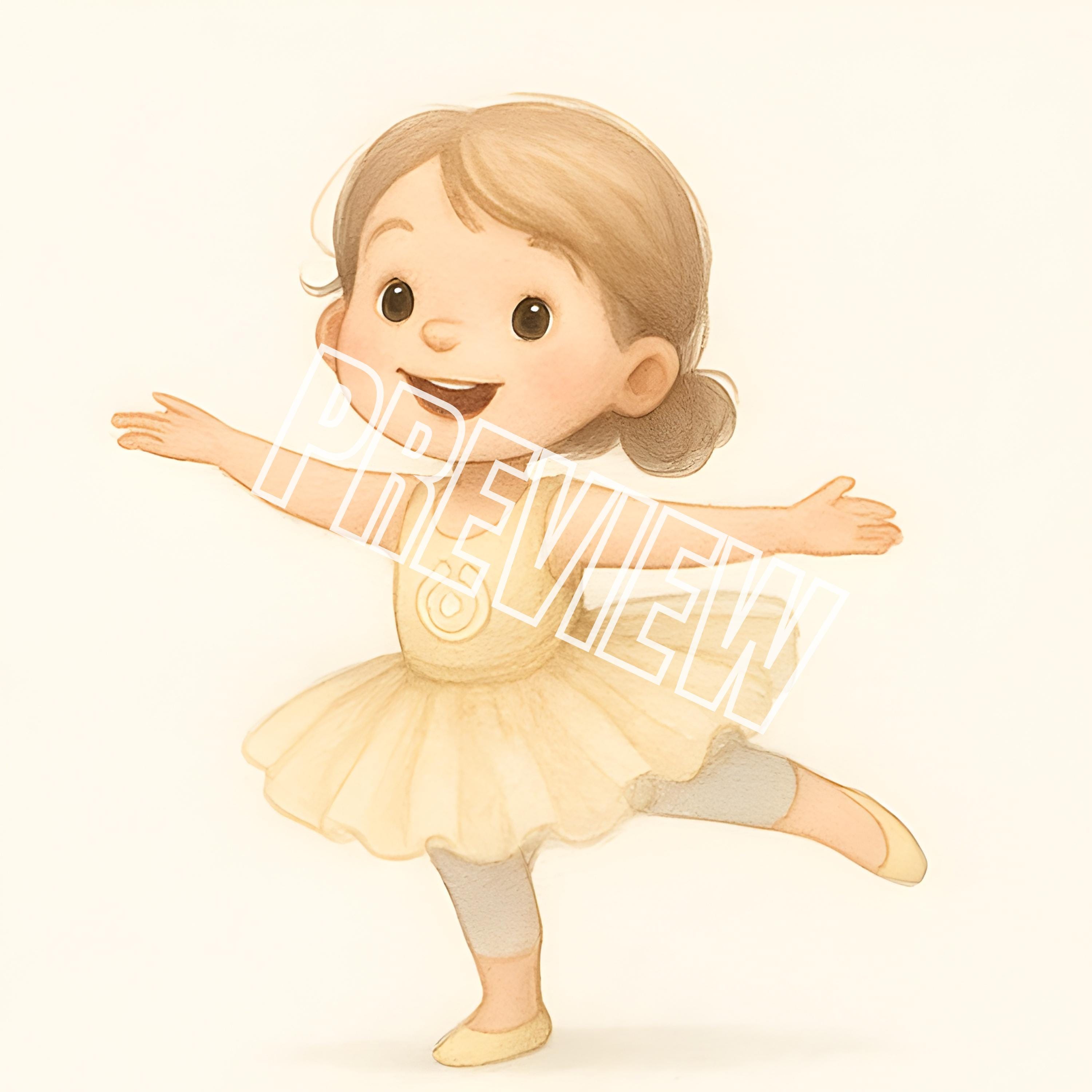 20 Ballerina Cliparts – Cute Ballerina Girl Watercolor Images – JPG Set ...