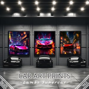 3 Lambo Supercar Wall Art Set #2, Modern Car Art Print,Printable Wall Art Poster Wallpaper,Car Print, 2:3 ratio JPG Files,digital download