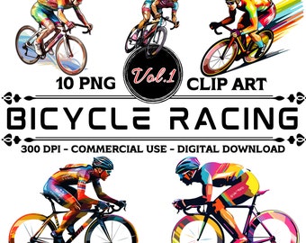Bicycle Racing Clipart Bundle Vol.1, 10 Transparante PNG, Bicycle Race Aquarel Clip Art Set, Commercieel Gebruik, DIY Craft, digitale download