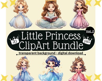 Little Princess Clipart Bundle Vol.2, Little Princess Clip Art, 20 transparent PNG illustrations, commercially usable, hobby DIY, digital