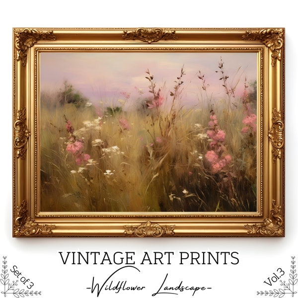 Wildflower Set #3, Printable Nature Flowers Landscape Painting, Vintage Art Print,Poster Wall Art Canvas,Meadow Summer Nature,Instant Download