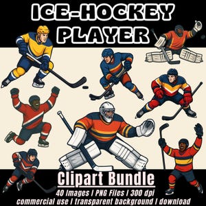 Ice Hockey Player Clipart Bundle I 40 dynamic PNG graphics I transparent background I Sports graphics I Hobby I Download I Commercial use