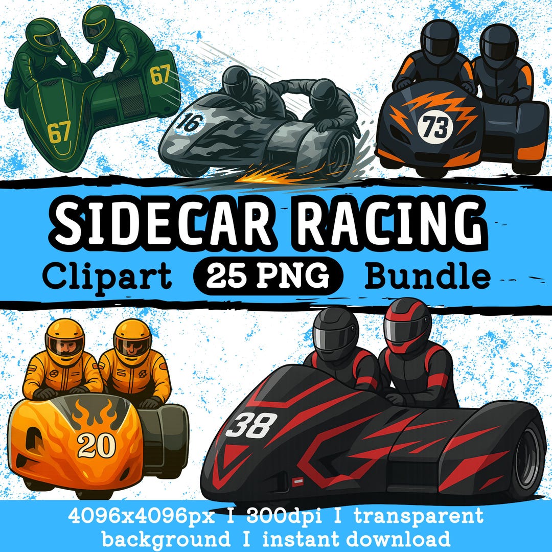 Sidecar Racing Clipart Bundle - 25 Pngs | Motorsport Graphics | 300dpi ...
