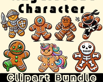 Gingerbread figures clipart bundle - 35 high quality transparent PNG images, gingerbread figures, DIY hobby, commercial use, download