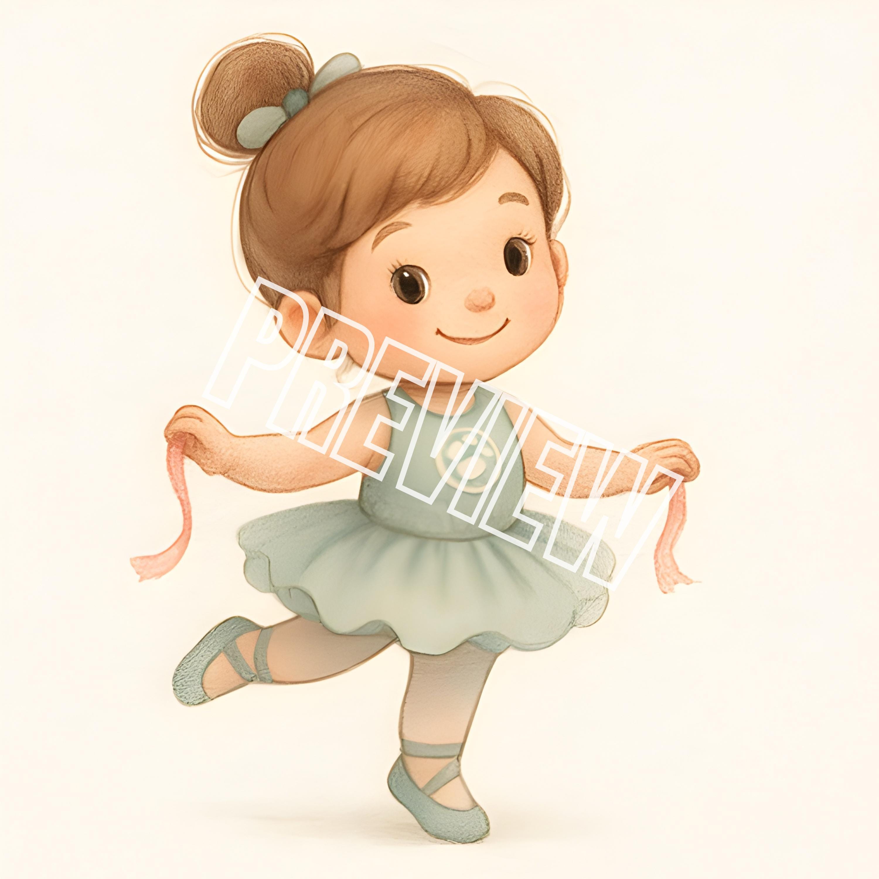 20 Ballerina Cliparts – Cute Ballerina Girl Watercolor Images – JPG Set ...
