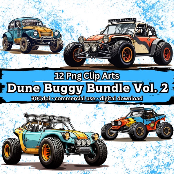 Dune Buggy Clipart Bundle Vol. 2, 12 Offroad Beach Buggy PNG Clip Art Set,transparenter Hintergrund,digital download,kommerziell nutzbar,DIY