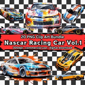 20 PNG Nascar Racing Car Clipart Bundle Vol.1, Stock Car Motorsport Race Car Clip Art Set, transparent, digital download, commercial use