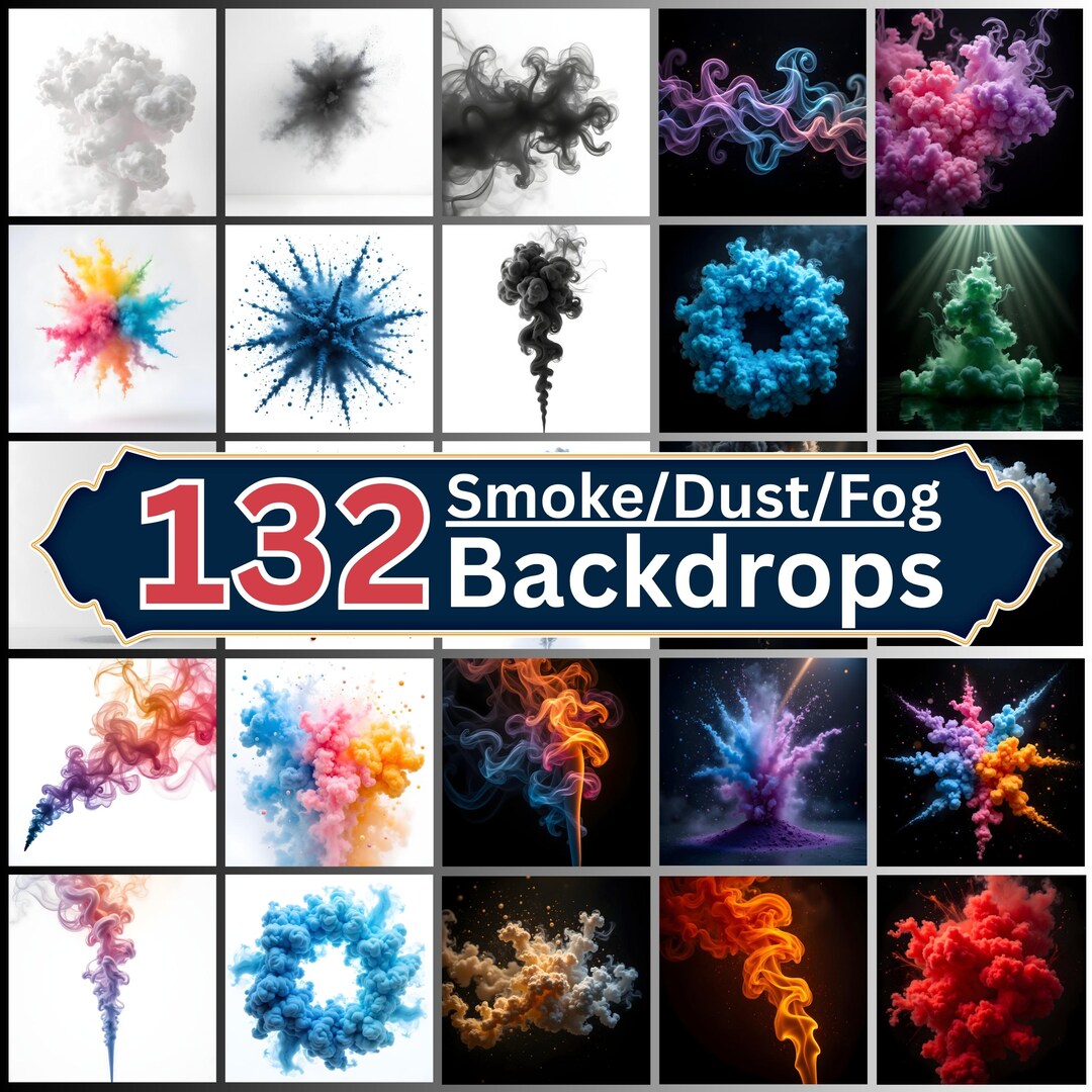 132 Smoke Dust Fog Backdrops | PNG Background Bundle | Smoke Cloud ...