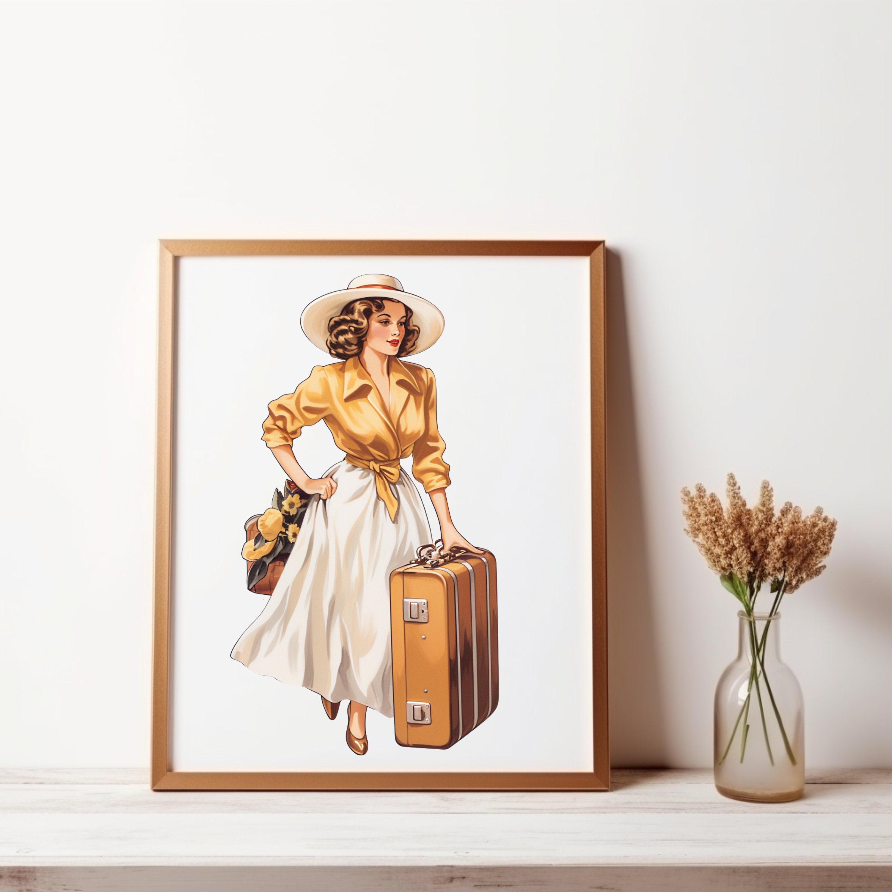 20th Century-travel Lady Clipart Bundle Vol.2 Vintage Travel - Etsy