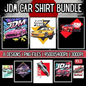 JDM Car T-Shirt Design Bundle Vol. 2 - 8 PNG graphics | Japanese Drift Cars | 4500x5400px | Shirt Clipart with commercial license | Download