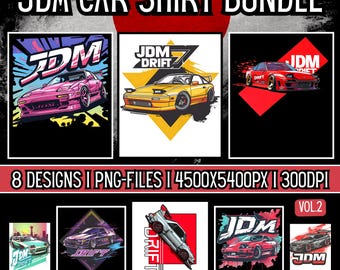 JDM Car T-Shirt Design Bundle Vol. 2 - 8 PNG graphics | Japanese Drift Cars | 4500x5400px | Shirt Clipart with commercial license | Download
