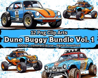 Dune Buggy Clipart Bundle Vol. 1, 12 Offroad Beach Buggy PNG Clip Art Set, transparent background, digital download, commercial use, DIY