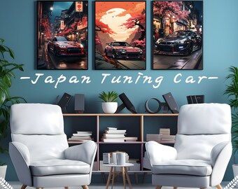 3 Japan Tuning Car Set #3, Modern Abstract Wall Art, Printable Wall Art Poster Wallpaper, Car Print, 2:3 ratio JPG Files, digital download