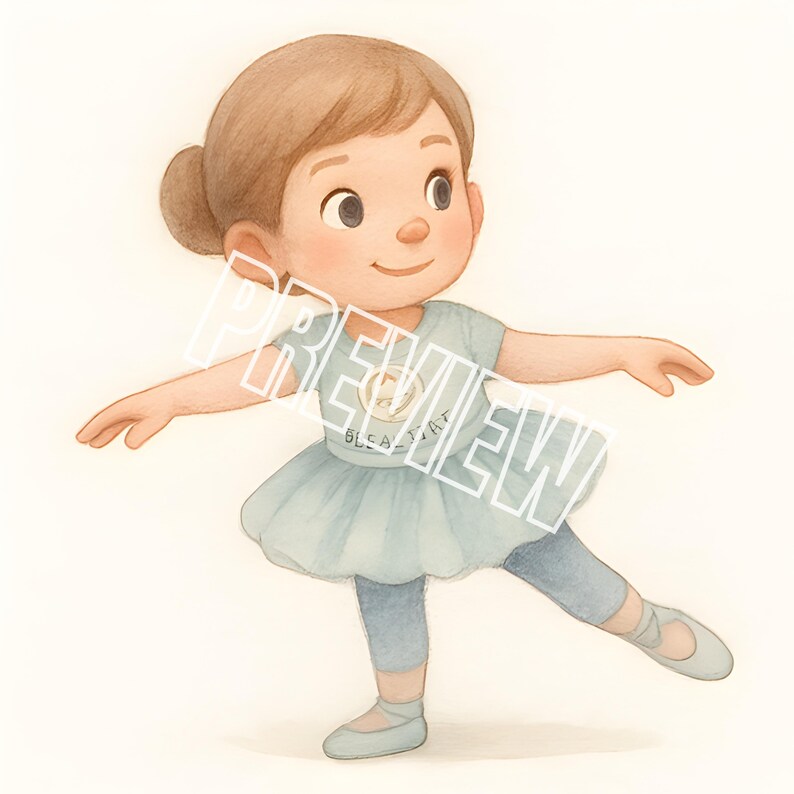 20 Ballerina Cliparts – Cute Ballerina Girl Watercolor Images – JPG Set ...