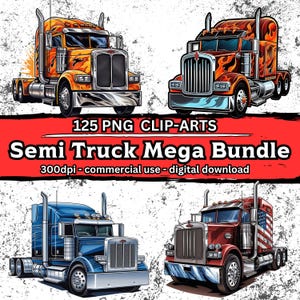 125 Semi Truck PNG Cliparts  I Truck Graphics Bundle I Truck Stickers I Transparent PNG Files I Commercial use I Download